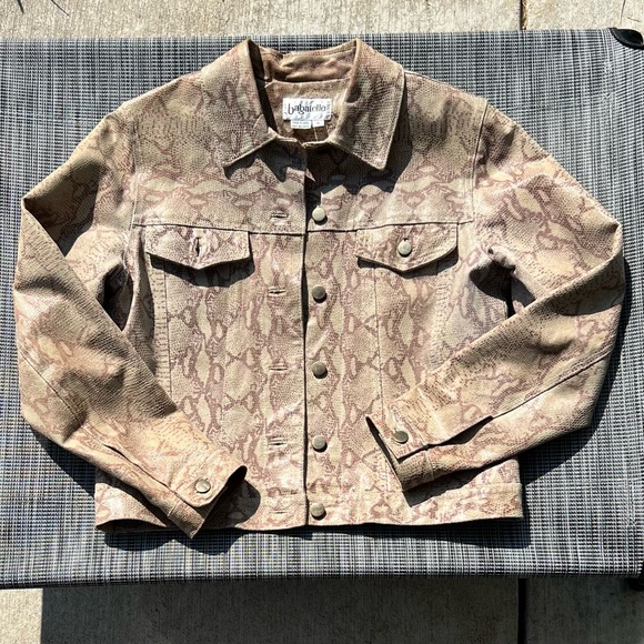 Bagatelle Snake Print Leather Jacket (Size 6) Brown Good Condition - Picture 5 of 14